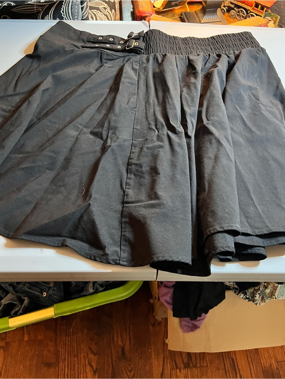 torrid Black Ribbed Elastic Waist Skirt with Buckle Trim